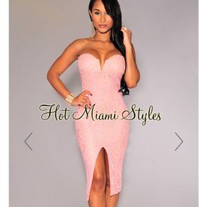 Pink Lace Strapless dress